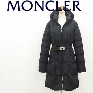 茶タグ◆MONCLER モンクレール MONTANA モンタナ ベルト付 Wジップ フーデッド ダウン コート 黒 ブラック 00