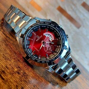 T116 新品 WEIGUAN腕時計メンズ ラグジュアリーステンレス 赤