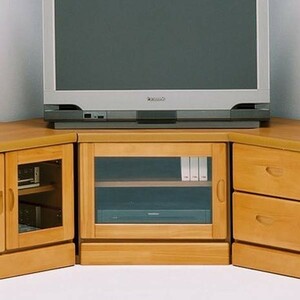 コーナーテレビボード コーナーのみ 完成品 幅75cm 家電収納 ガラス扉 木製 日本製 ●ナチュラル