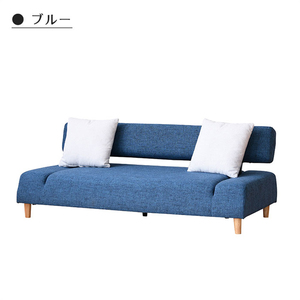 幅192cm 布張り かわいい ソファーベッド 3人掛けソファ ファブリック ソファー ソファ リクライニング ブルー