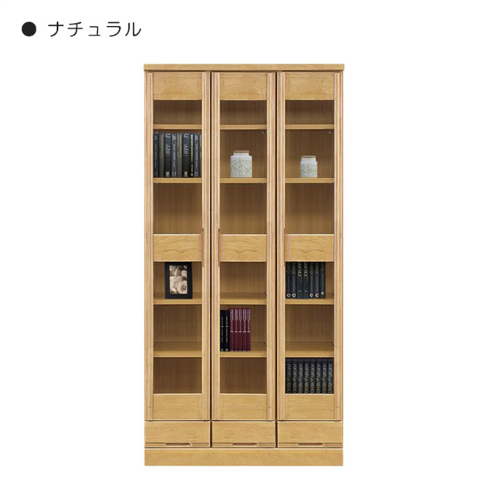 Width 90cm Bookshelf Bookshelf Living Room Study Glass Door Wooden Finished Product Made in Japan Height 180cm High Type Natural, handmade works, furniture, Chair, shelf, bookshelf, shelf