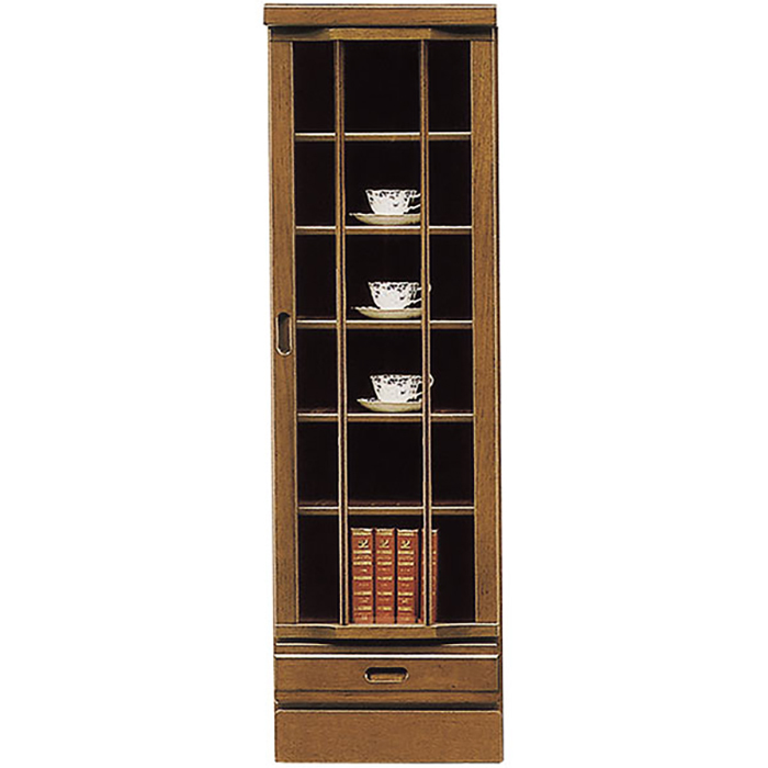 Bibliothèque Rangement salon Bibliothèque Produit complet Largeur 45cm En bois Avec porte vitrée Moderne japonais Slim Marron, Articles faits à la main, meubles, Chaise, étagère, Étagère à livres, Étagère