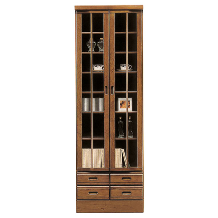 带玻璃门的书架, 宽度60厘米, 完成的产品, 客厅储物, 木制的, 日式风格, 现代●棕色, 手工作品, 家具, 椅子, 架子, 书架, 架子