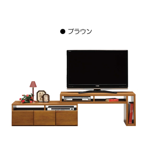 テレビボード 伸縮 完成品 幅120cm～210cm テレビ台 自由自在 リビングボード 引き出し収納 ロータイプ ブラウン