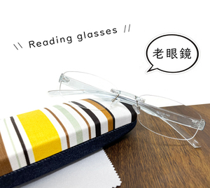 新品 軽量 老眼鏡 rd1047 +2.00 メンズ シニアグラス ツーポイント フレームレス スクエア ケース クロス付き
