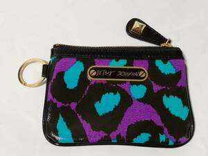  Betsey Johnson Betsey Johnson pouch Leopard pattern leopard print leopard multi case blue purple black studs change purse . coin case fastener 