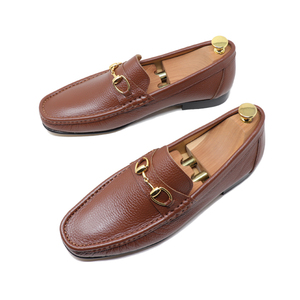  men's 23.5cm original leather bit Loafer slip-on shoes hand made ma Kei made law business casual wrinkle Brown shoes 831