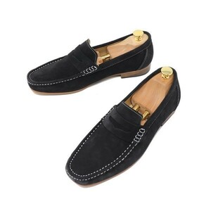24cm hand made original leather suede Loafer slip-on shoes casual shoes ma Kei made law shoes black 827
