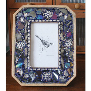  beads photo frame wood frame navy picture frame display objet d'art 