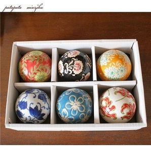 陶器 浮球 ６球 セット 彩色 L 浮き球 ディスプレイ オブジェ 睡蓮鉢