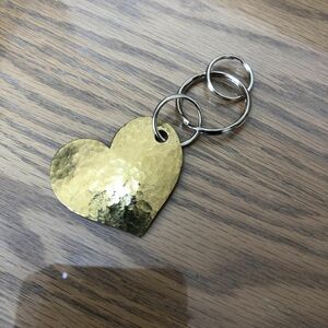  hand made brass ( brass ) Heart key holder key ring Gold 