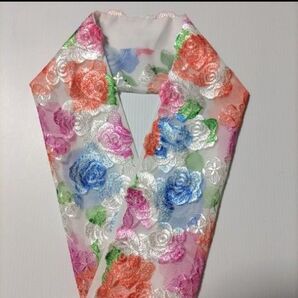 H-1213 豪華きらきら光沢刺繍 レース半襟 プラス料金で重ね衿サイズ変更可能