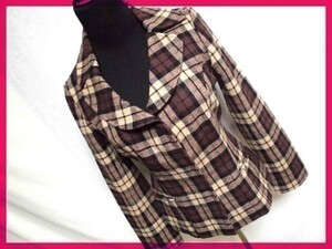  Cecil McBee * tea . color check pattern! tailored jacket / blaser *9AR *G2