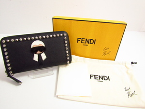 FENDI フェンディ スタッズ ラウンドファスナー長財布 8M0299 ▼SB4658