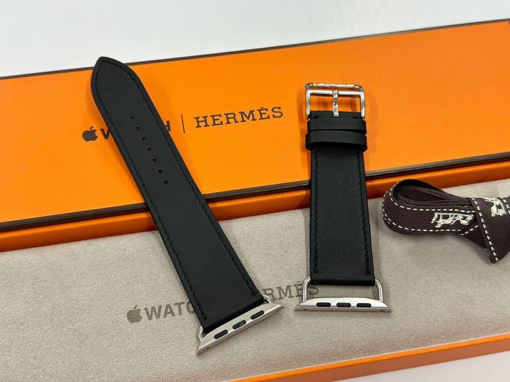 サイズ変更オプション アップルウォッチエルメス バンド 黒/青 44mm