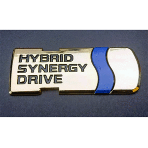 ◇HYBRID SYNERGY DRIVE ハイブリッドシナジードライブ 3Dエンブレム ゴールド × ブルー 装飾 ドレスアップ 両面テープ付属 送料無料