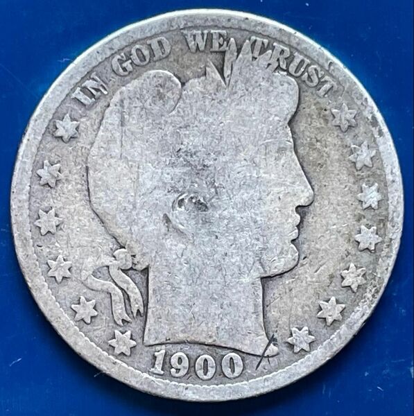 アメリカ銀貨バーバー1900年 ハーフドル銀貨barber half dollar