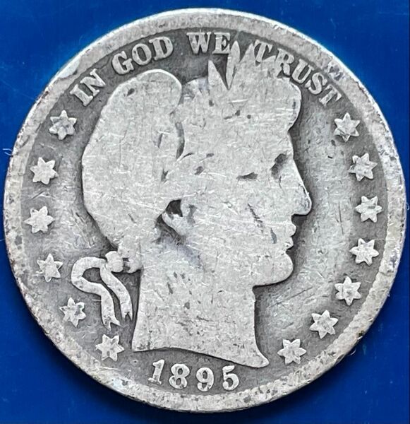 アメリカ銀貨バーバー1895年 ハーフドル銀貨barber half dollar