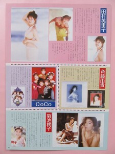 田村英里子 斉藤由貴 CoCo 菊池桃子 中山美穂 渡辺美奈代 工藤静香 鷲尾いさ子 ● 切抜 ● 2P ● 【一瞬生撮り/アイドルカレンダー】 atn6