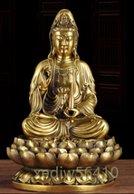 極上品 観音菩薩立像 仏像 真鍮製 仏教美術 高さ28ｃｍ 重さ約6kg_画像1