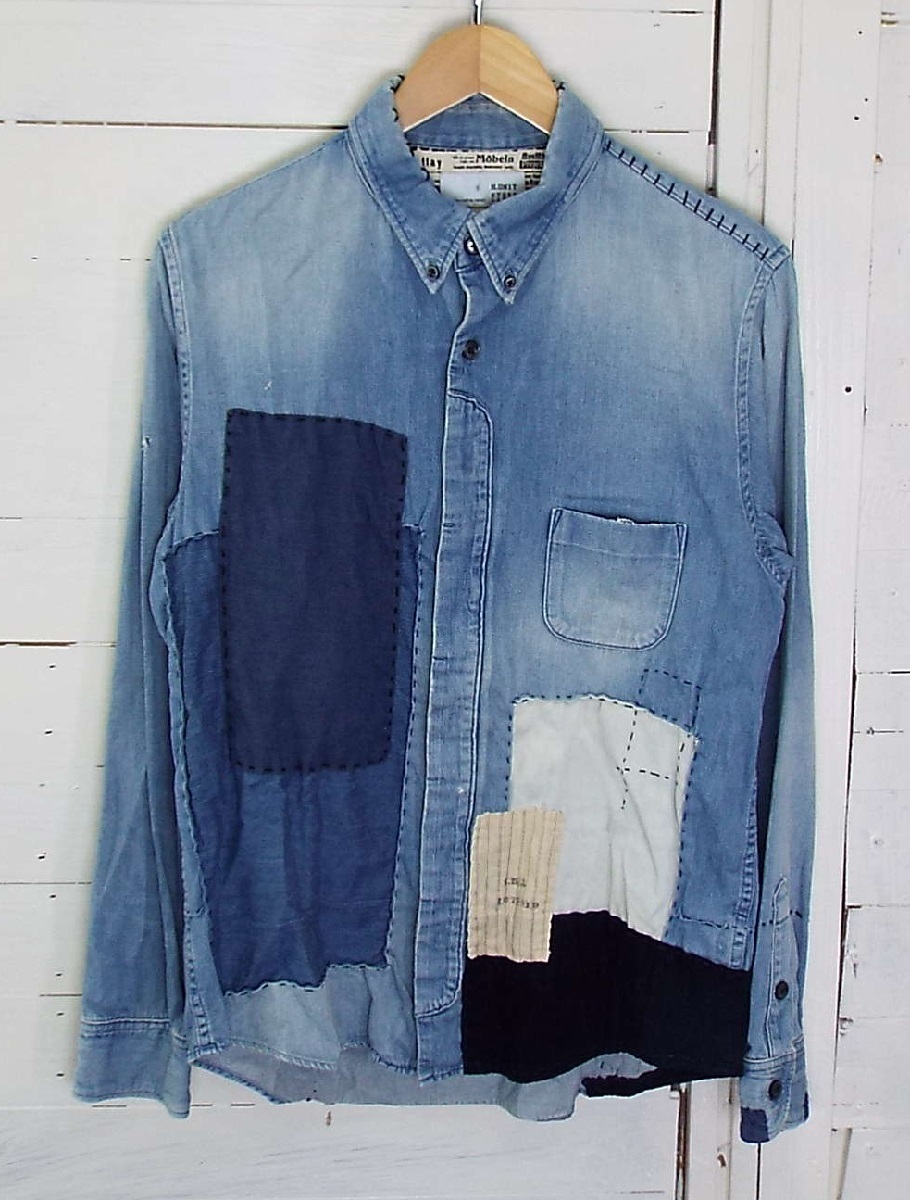 vintage ficce ボタニカル 花柄 デザイン デニム フロッキー加工