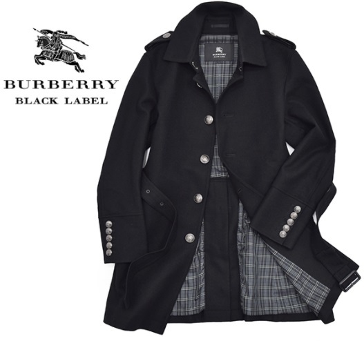 Burberrys 麻 リネン トレンチコート ボタンロゴ刻印 紺 日本製 M