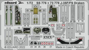 エデュアルド(73778) 1/72 J-35F/FS Draken用エッチングパーツ(ハセガワ用)