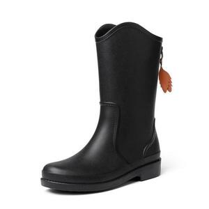  rain boots middle height 23cm black boots waterproof nonslip wear resistance rain shoes farm work gardening 