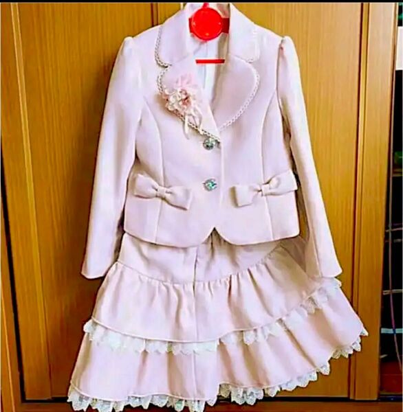 入学式 発表会　結婚式　ピンク　130 フォーマル スカートスーツ　arisana