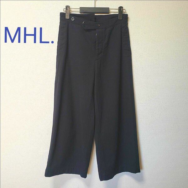 美品 MHL.ワイドパンツ(ネイビー、Lサイズ)