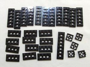 H292　LEGO　黒　バラパーツ　穴あきプレート　約29個セット　まとめてセット