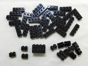 H365　LEGO　黒　バラパーツ　スタッドブロック　1 x 4など　約43個セット　まとめてセット