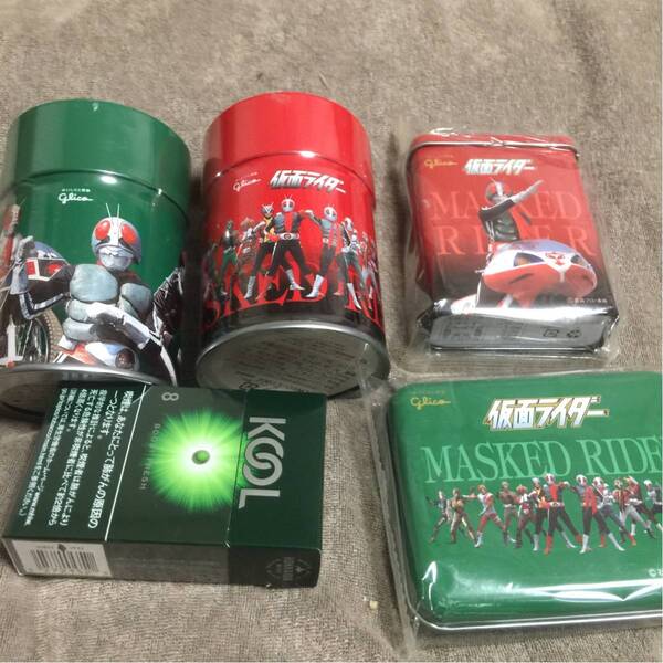 仮面ライダー《2003年・当時物》グリコ《期間限定缶ケース入》4種類セット《現状現品同等品渡し》未開封コレクション保管品