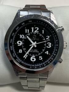 A934 wristwatch MARSHAL/ Marshall A.S.20.K RADIO CONTROL DUAL AREA radio wave solar operation goods black face 