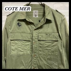 【COTE MER】コートメール　ダメージミリタリー長袖シャツ 韓国製　メンズ　Mサイズ　cote mer