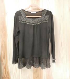 [14810] [axes femme] size M / race attaching / pretty tops / scorching tea 