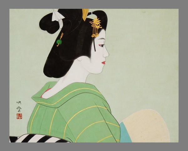[Obra auténtica] ■ Shiratori Eisetsu ■ Imagen enmarcada ■ Pintura de una mujer hermosa ■ Viene con una pegatina ■ Escrito a mano ■ Enmarcado ■ Pintura japonesa ■, cuadro, pintura japonesa, persona, Bodhisattva