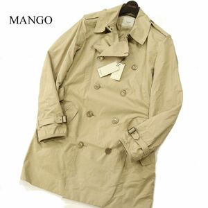 【新品 未使用】 MANGO マンゴ 通年 ベルト付き トレンチコート Sz.S　メンズ【ZARA別ライン！】ベージュ　C3T01620_3#O