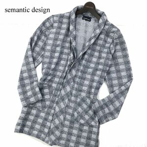 semantic design セマンティック デザイン 通年 ストレッチ★ チェック 羽織り ショールカラー カーディガン Sz.S　メンズ　C3T02124_3#O