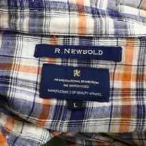 R.NEWBOLD ポールスミス 春夏 長袖 【麻★リネン混】 ウエスタン プリント チェック シャツ Sz.L　メンズ　C3T02127_3#A_画像5