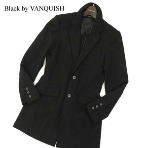 Black by VANQUISH ヴァンキッシュ 通年 背抜き ストレッチ 2B スプリング チェスター コート ジャケット Sz.S　メンズ 黒　C3T02237_3#O