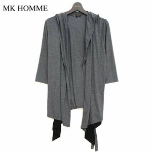 MK HOMME ミッシェルクラン オム 春夏 7分袖 レイヤード風★ 羽織り カーディガン Sz.46　メンズ グレー　C3T02528_3#M