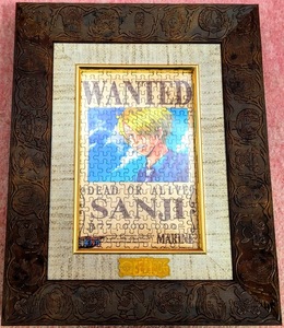 送210円～ 希少品! ONE PIECE「サンジ WANTED ver.」キャライラスト ジグソーパズル 完成品 額縁付き　尾田栄一郎 ジャンプ 漫画 グッズ