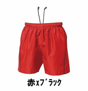 新品 バレーボール メンズ パンツ 赤xブラック サイズ120 子供 大人 男性 女性 wundou ウンドウ 1680 送料無料