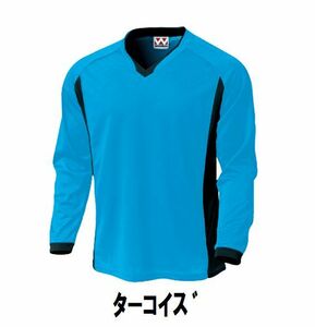 新品 サッカー フットサル 長袖 シャツ ターコイズ Sサイズ 子供 大人 男性 女性 wundou ウンドウ 1930 送料無料