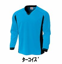 新品 サッカー フットサル 長袖 シャツ ターコイズ サイズ150 子供 大人 男性 女性 wundou ウンドウ 1930 送料無料_画像1