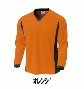 新品 サッカー フットサル 長袖 シャツ オレンジ サイズ130 子供 大人 男性 女性 wundou ウンドウ 1930 送料無料