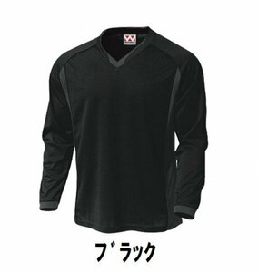 新品 サッカー フットサル 長袖 シャツ 黒 ブラック サイズ130 子供 大人 男性 女性 wundou ウンドウ 1930 送料無料