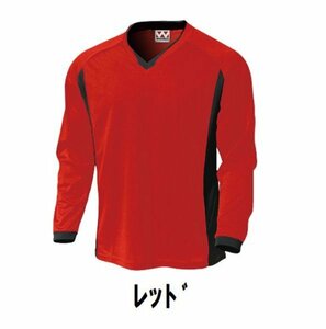 新品 サッカー フットサル 長袖 シャツ 赤 レッド XLサイズ 子供 大人 男性 女性 wundou ウンドウ 1930 送料無料