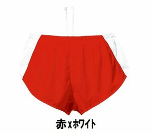 新品 陸上 ランニング パンツ 赤xホワイト Mサイズ 子供 大人 男性 女性 wundou ウンドウ 5580 送料無料